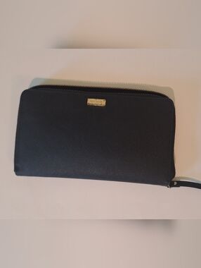 Kate Spade Talla Laurel Way Black Saffiano Leather Wallet Organizer Zip Around